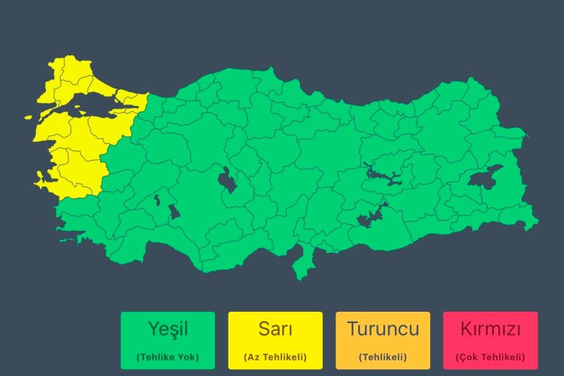 İçişleri Bakanlığı'ndan Sarı Kodlu Fırtına Uyarısı: Tedbirli Olun!